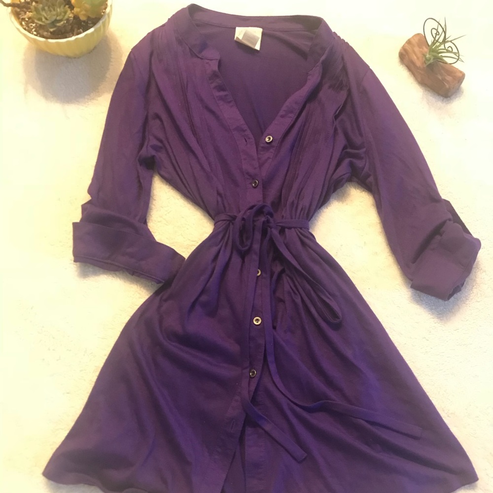 Belle Du Jour Purple Button-Up Dress
